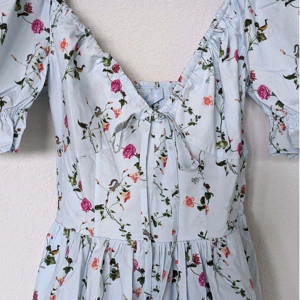 Hill House The Ophelia Dress Pond Floral Sz Small Blue Cottagecore Smocked Midi - Picture 4 of 10